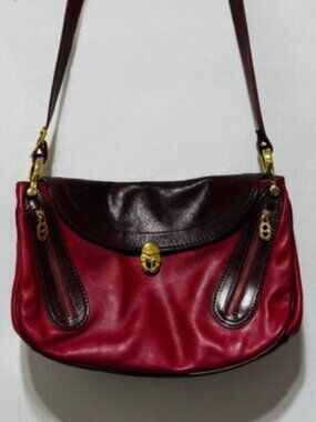 Marino Orlandi Red Burgundy Leather Hobo Shoulder Bag Purse Made In Italy